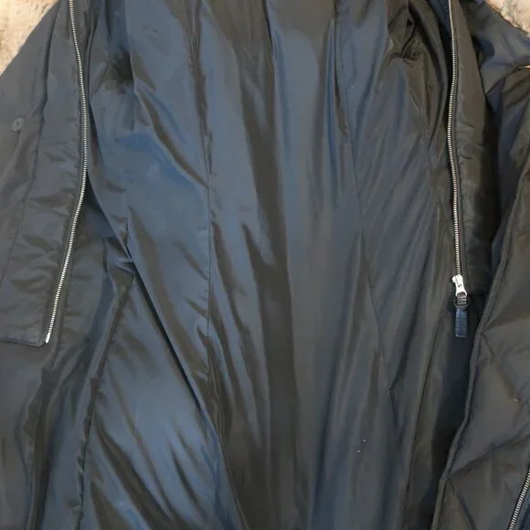 Womens Mackage Lavish Trish Black Fur Hood Trim Zip Duck Down Puffer Coat XS